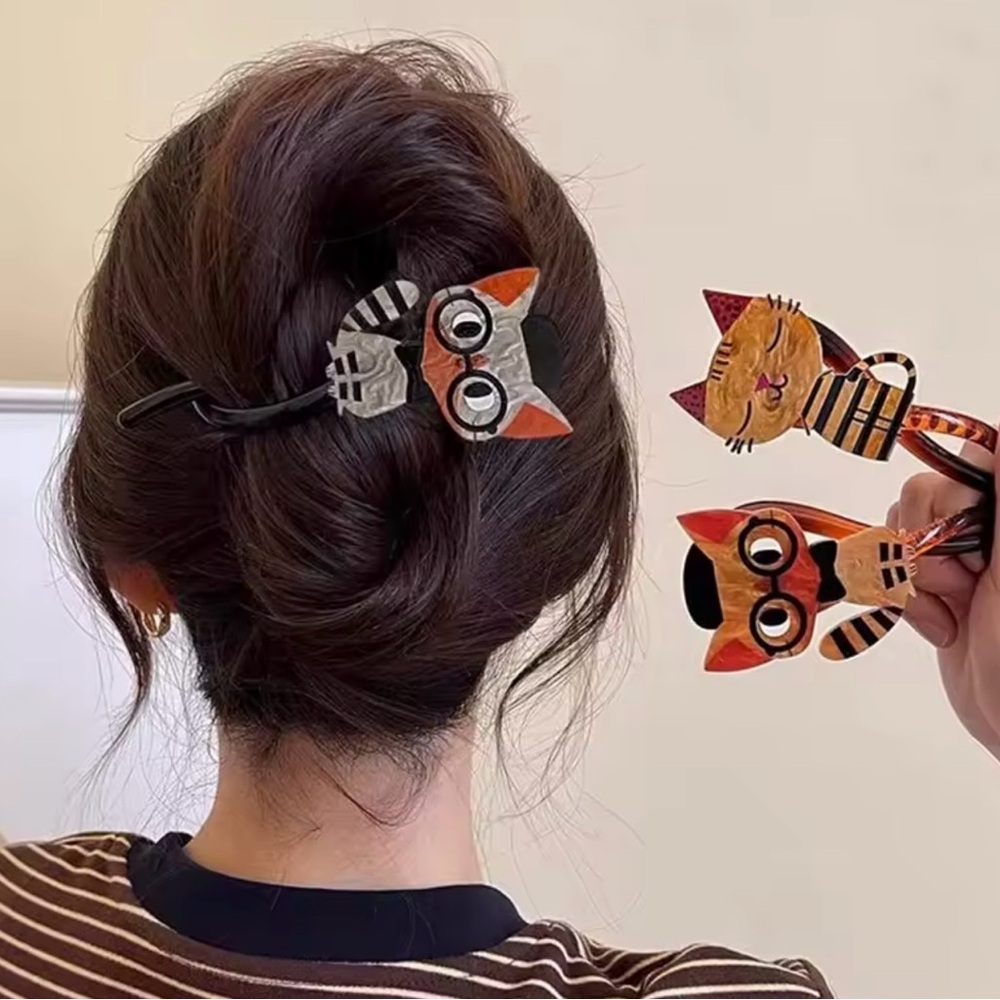 Cartoon Cat Twist Hair Clip For Women Hairpin